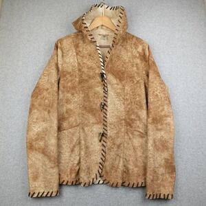 Prana Faux Fur/Hide Jacket Womens L Hoodie Fleece Lined Native Western Outdoor